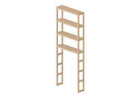 Biblioth&egrave;que 3D - &Eacute;tag&egrave;re en bois - Ikea - Molger