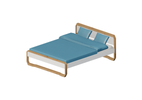 Camas y Mesitas de noche 3D - Cama matrimonial de madera - Ikea - Anes
