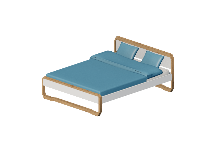 Camas y Mesitas de noche 3D - Cama matrimonial de madera -... Camas y Mesitas de noche 3D - Cama matrimonial de madera -...
