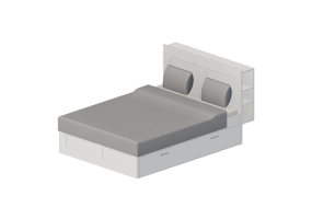Camas y Mesitas de noche 3D - Cama matrimonial de madera lacada - Ikea - Brimnes