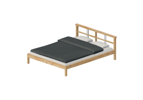 3D Betten und Nachttische - Doppelbett aus Holz - Ikea - Dalselv