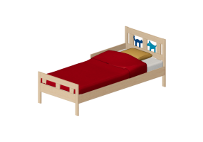 3D Betten und Nachttische - Einzelbett f&uuml;r Kinder - Ikea - Kritter
