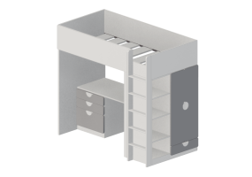 Camas 3D - Cama alta com guarda roupa e escrivaninha - Ikea - Sm&aring;stad
