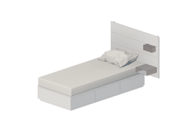 Camas 3D - Cama de solteiro de madeira envernizada - Ikea - Nordli