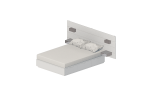 Camas y Mesitas de noche 3D - Cama matrimonial de madera lacada - Ikea - Nordli