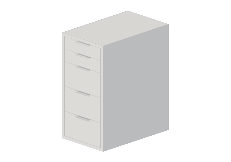 Armários 3D - Cômoda de madeira envernizada - Ikea - Alex -... Armários 3D - Cômoda de madeira envernizada - Ikea - Alex -...