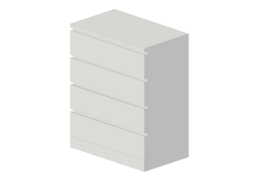 Armarios y Cómodas 3D - Cajonera de madera lacada - Ikea - Malm