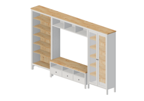 M&oacute;veis 3D - Composi&ccedil;&atilde;o de m&oacute;veis p/ TV de madeira envernizada - Ikea - Hemnes