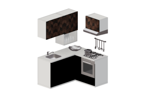 Cucine 3D - Cucina completa di elettrodomestici - Ikea - Metod - Hasslarp - Sinarp