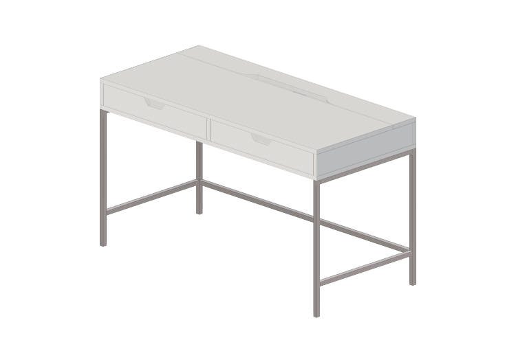 Escritorios 3D - Escritorio de madera lacada - Ikea - Alex... Escritorios 3D - Escritorio de madera lacada - Ikea - Alex...