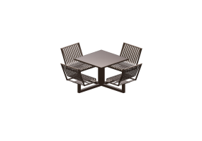 Bancos y Macetas 3D - Composici&oacute;n de mesa y sillas de metal - Keystone Ridge Designs - HP6-2SQ