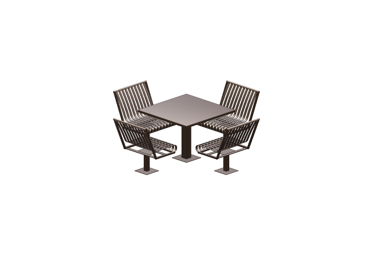 Bancs 3D - Composition de table et chaises en métal -... Bancs 3D - Composition de table et chaises en métal -...