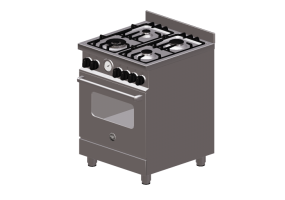 3D Haushaltger&auml;te - Gasherd mit 4 Kochfelder und Elektrobackofen - Bertazzoni - MAS 604 GMFE SXE
