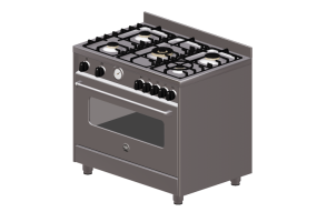 3D Electrical Appliances - Gas cooker with 5 burners and electric oven - Bertazzoni - MAS 905 GMFE LXE