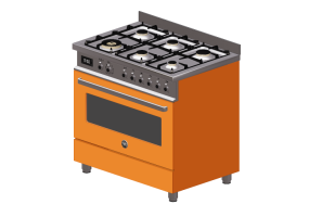 Eletrodom&eacute;sticos 3D - Fog&atilde;o a g&aacute;s 6 bocas com forno el&eacute;trico - Bertazzoni - PRO90 6 MFE S ART