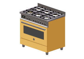 Electrodom&eacute;sticos 3D - Cocina de gas 6 quemadores con horno el&eacute;ctrico - Bertazzoni - PRO90 6 MFE S GIT
