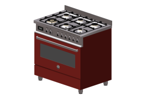 3D Electrical Appliances - Gas cooking top with 6 burners and electric oven - Bertazzoni - PRO90 6 MFE S ROT