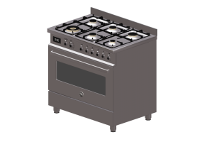 Eletrodom&eacute;sticos 3D - Fog&atilde;o a g&aacute;s 6 bocas com forno el&eacute;trico - Bertazzoni - PRO90 6 MFE S XT