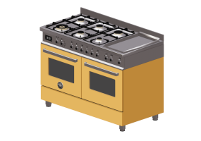 3D Haushaltger&auml;te - Gasherd mit 6 Kochfelder und zwei Elektrobackofen - Bertazzoni - PRO120 6G MFE D GIT
