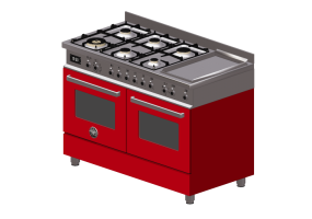 3D Electrical Appliances - Gas cooker with 6 burners and 2 electric ovens - Bertazzoni - PRO120 6G MFE D ROT