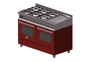 3D Haushaltger&auml;te - Gasherd mit 6 Kochfelder und zwei Elektrobackofen - Bertazzoni - PRO120 6G MFE D VIT