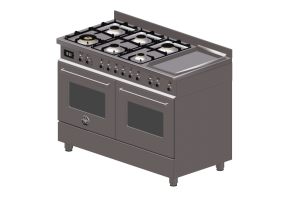 3D Haushaltger&auml;te - Gasherd mit 6 Kochfelder und zwei Elektrobackofen - Bertazzoni - PRO120 6G MFE D VIT