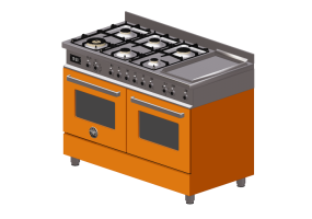 3D Electrical Appliances - Gas cooker with 6 burners and 2 electric ovens - Bertazzoni - PRO120 6G MFE S ART