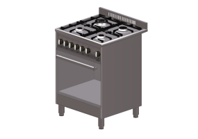 3D Haushaltger&auml;te - Gasherd mit 4 Kochfelder und Elektrobackofen - Lofra - M66MF/C