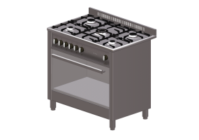 3D Electrical Appliances - Gas cooking hob with 6 burners and oven - Lofra - MG96GV/C