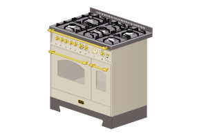 Electrom&eacute;nagers 3D - Cuisine &agrave; gaz 5 feux avec four &eacute;lectrique - Lofra - RBIG96MFT/CI
