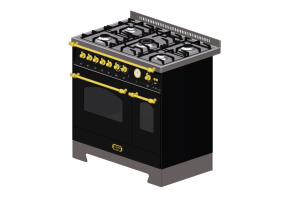 Electrodom&eacute;sticos 3D - Cocina a gas de 5 hornillas con dos hornos - Lofra - RNMD96MFTE/CI