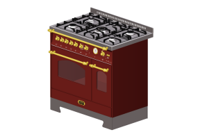 Electrom&eacute;nagers 3D - Cuisine &agrave; gaz 5 feux avec deux fours - Lofra - RRD96MFTE/CI
