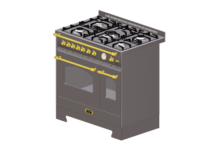 Elettrodomestici 3D - Cucina a gas 5 fuochi con due forni -... Elettrodomestici 3D - Cucina a gas 5 fuochi con due forni -...