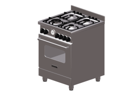 Electroménagers 3D - Cuisine à gaz 4 feux avec four électrique - Lofra - TX6 TUGA4/14