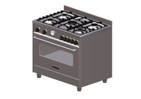 Electrom&eacute;nagers 3D - Cuisine &agrave; gaz 5 feux avec four &eacute;lectrique - Lofra - TX9D TUEL5