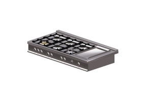 Electrom&eacute;nagers 3D - Table de cuisson &agrave; gaz encastrable 6 feux avec plaque &eacute;lectrique - Bertazzoni - CB486G 00 X