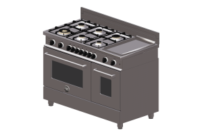 Electrodom&eacute;sticos 3D - Cocina a gas de 6 hornillas con dos hornos - Bertazzoni - MAS 486 GGA SXT