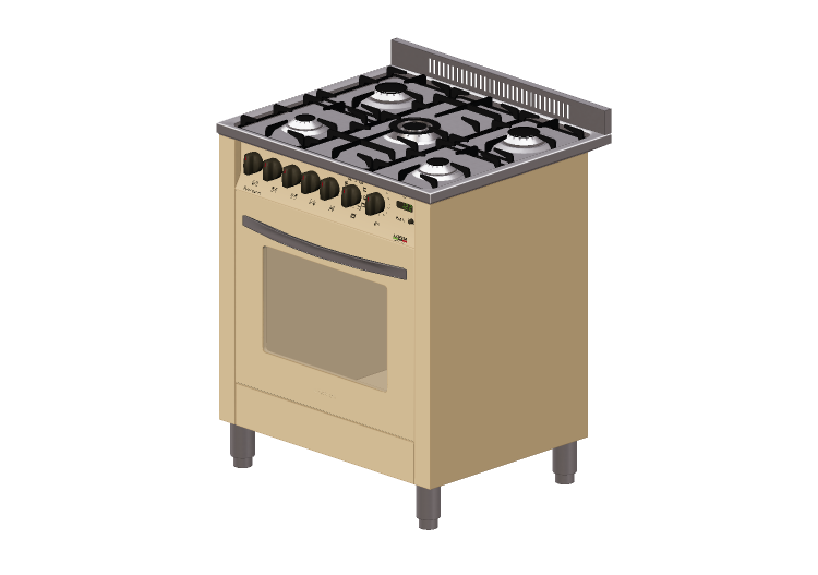 Elettrodomestici 3D - Cucina a gas 5 fuochi con forno... Elettrodomestici 3D - Cucina a gas 5 fuochi con forno...