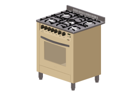 3D Electrical Appliances - Gas cooker with 5 burners and electric oven - Lofra - PBI76MFT/C