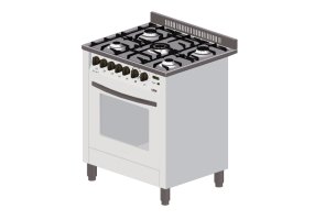3D Electrical Appliances - Gas cooker with 5 burners and electric oven - Lofra - PBP76MFT/C