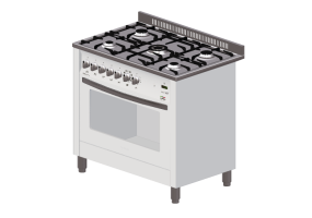 Elettrodomestici 3D - Cucina a gas 5 fuochi con forno elettrico - Lofra - PBP96MFT/C