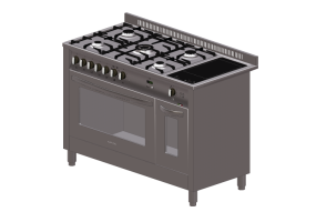 3D Haushaltger&auml;te - Gasherd mit 5 Kochfelder zwei Backofen und Induktionsplatte - Lofra - PD126MF+E/2CIK