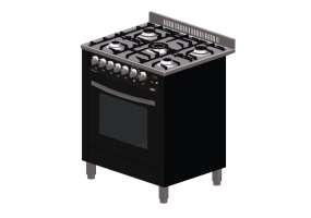 Elettrodomestici 3D - Cucina a gas 5 fuochi con forno elettrico - Lofra - PNM76MFT/C