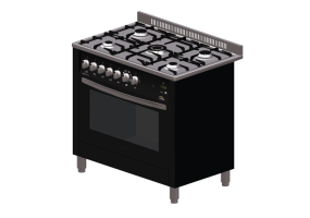 Elettrodomestici 3D - Cucina a gas 5 fuochi con forno elettrico - Lofra - PNM96MFT/C