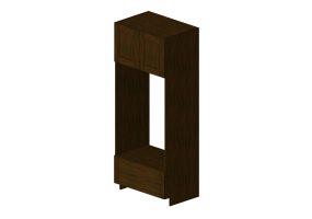 3D Furniture - Wooden cabinet with two door panels and two drawers - Panda - DOC3690B