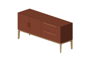 M&oacute;veis 3D - Buffet de madeira laqueada - Prima Linea - Achilis