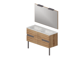 Muebles 3D - Mueble lavabo doble 1200x460x565 - Roca Victoria-N