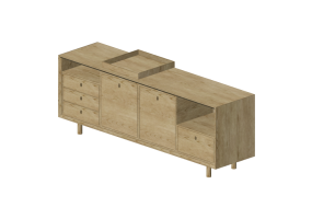 3D Furniture - Wood Buffet - Schuster - Blocos