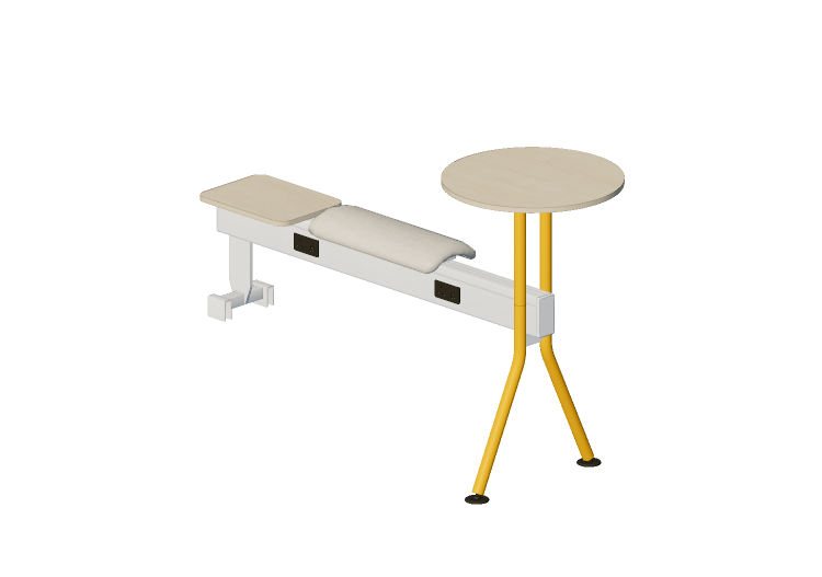 Chaises 3D - Banc avec assise en tissu et petites tables -... Chaises 3D - Banc avec assise en tissu et petites tables -...