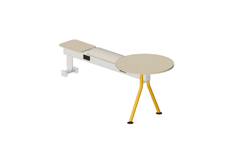 Cadeira 3D - Banco com assento em tecido e mesinhas -... Cadeira 3D - Banco com assento em tecido e mesinhas -...